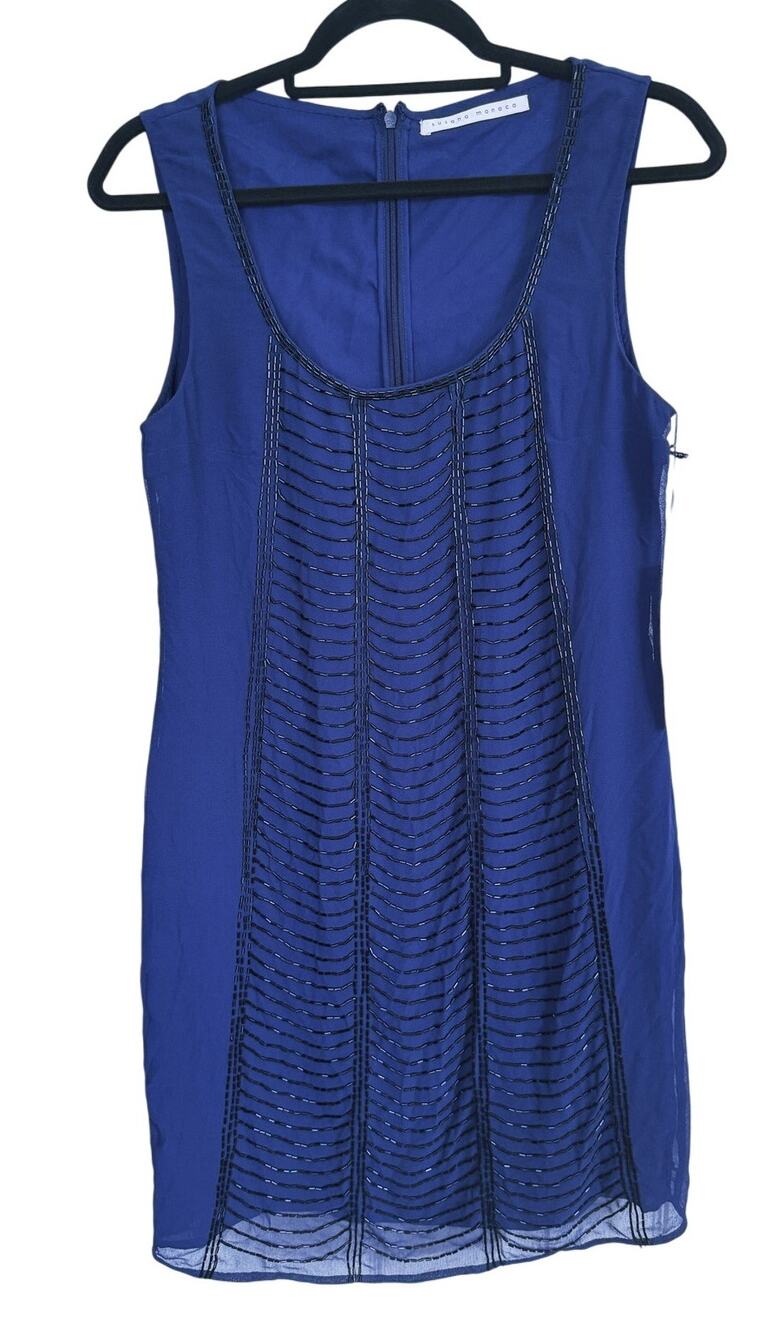 Revolve NWT Susana Monaco Beaded Sheath Dress Size 4 Blue Cocktail Event Glam